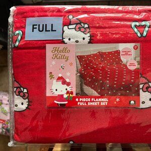 NEW Hello Kitty Chritmas Full Size Cotton Flannel Sheet Set CHRISTMAS SANTA
